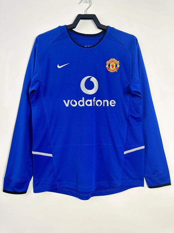 02-03 Manchester United Two Passengers Blue Long Sleeve Fan Version - RETRO