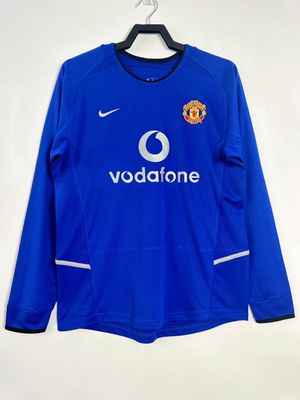 02-03 Manchester United Two Passengers Blue Long Sleeve Fan Version - RETRO