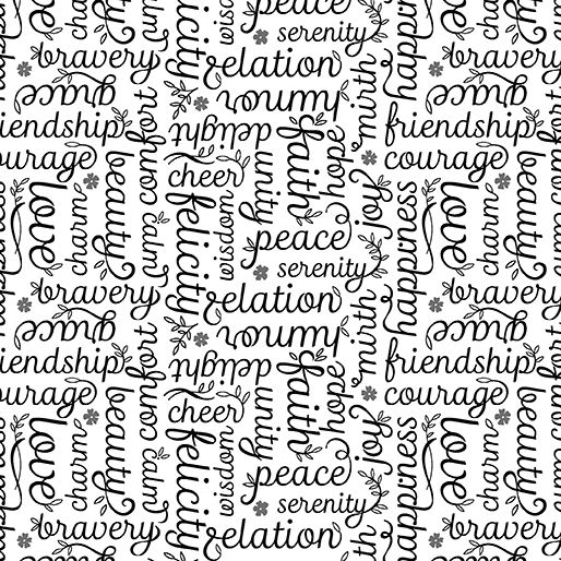 Benartex Botanica Script Black/White