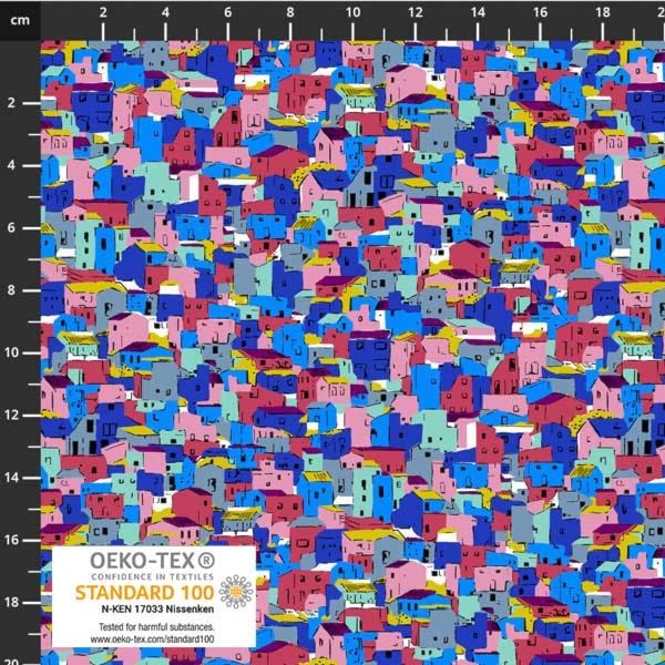 Stoffabrics 4515-201 Multicolor Houses