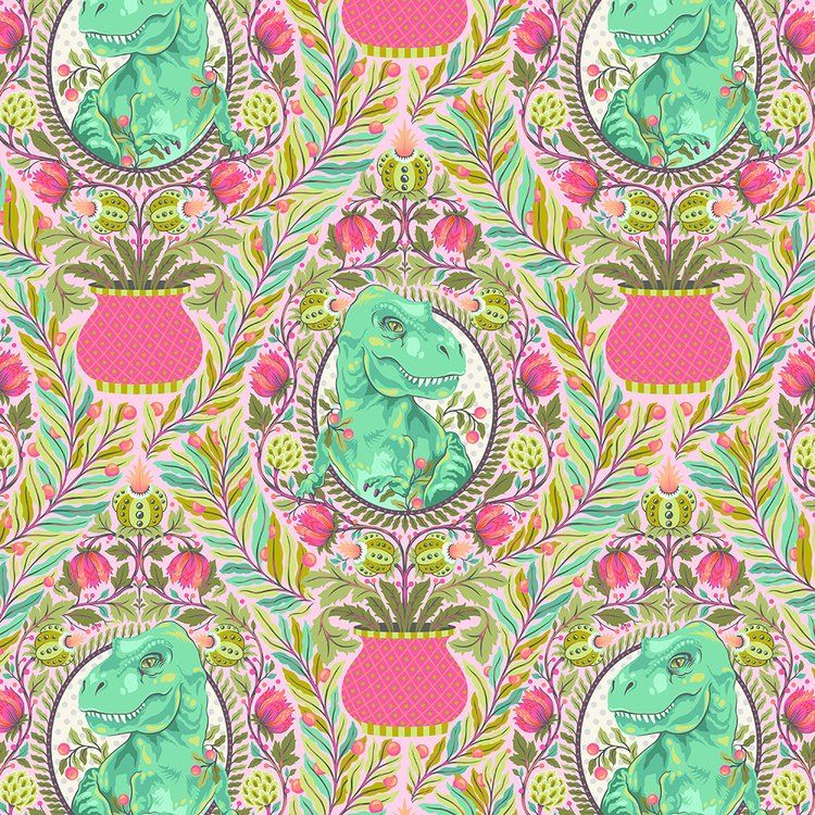 Free Spirit Roar! Tula Pink Tree Rex Blush