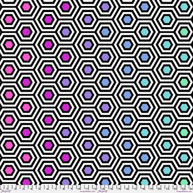Free Spirit True Colors 108&quot; Tula Pink Rainbow Hexy XL Ink