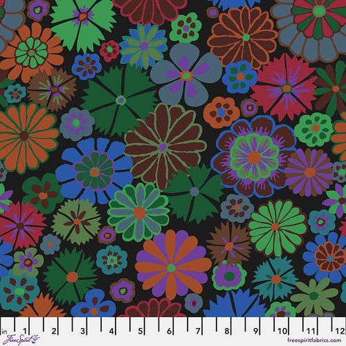 Free Spirit Kaffe Fassett Aug 24 Folk Flower Dark