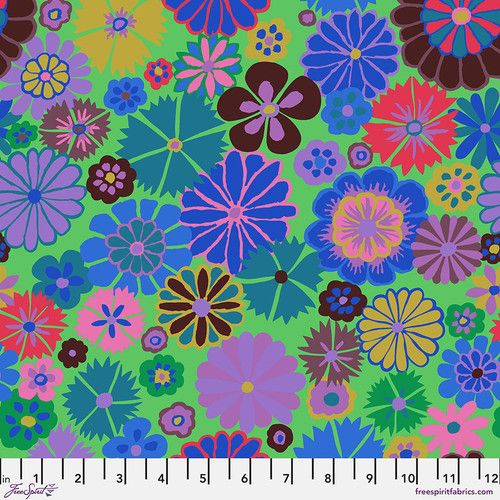 Free Spirit Kaffe Fassett Aug 24 Folk Flower Blue