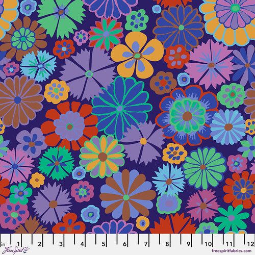 Free Spirit Kaffe Fassett Aug 24 Folk Flower Purple