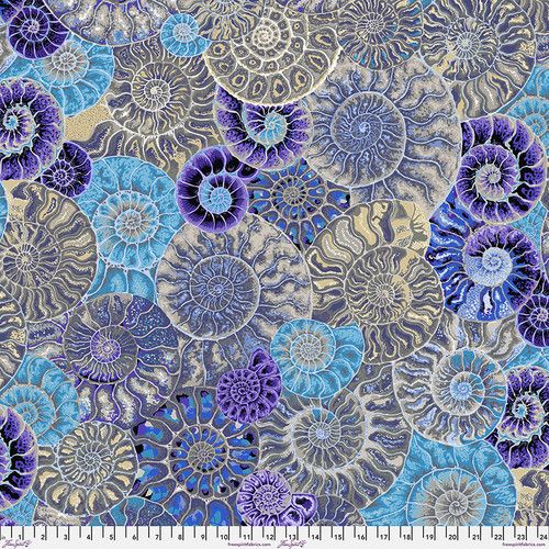 Free Spirit Kaffe Fassett Aug 24 Ammonites Blue