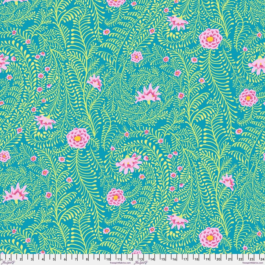Free Spirit Kaffe Fassett Fall 2014 Ferns Turquoise
