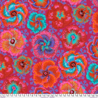 Free Spirit Kaffe Fassett Aug 23 Floating Hibusscus Red