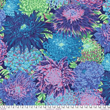 Free Spirit Kaffe Fassett Classics Japanese Chrysanthemum Blue