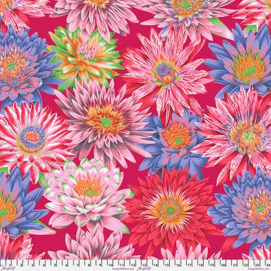 Free Spirit Kaffe Fassett Aug 23 Tropical Water Lilies Red