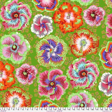 Free Spirit Kaffe Fassett Aug 23 Floating Hibiscus Green