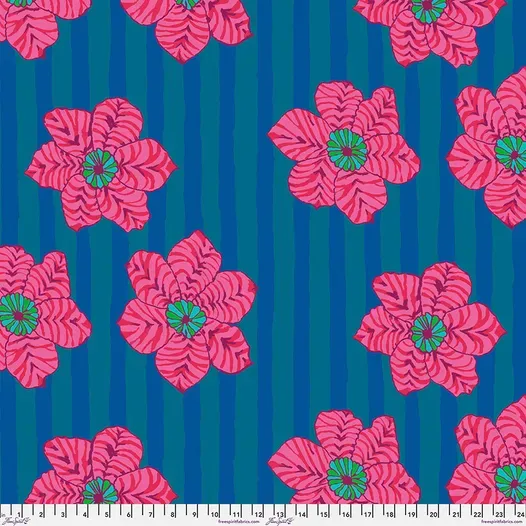 Free Spirit Kaffe Fassett Aug 23 Zebra Lily Blue