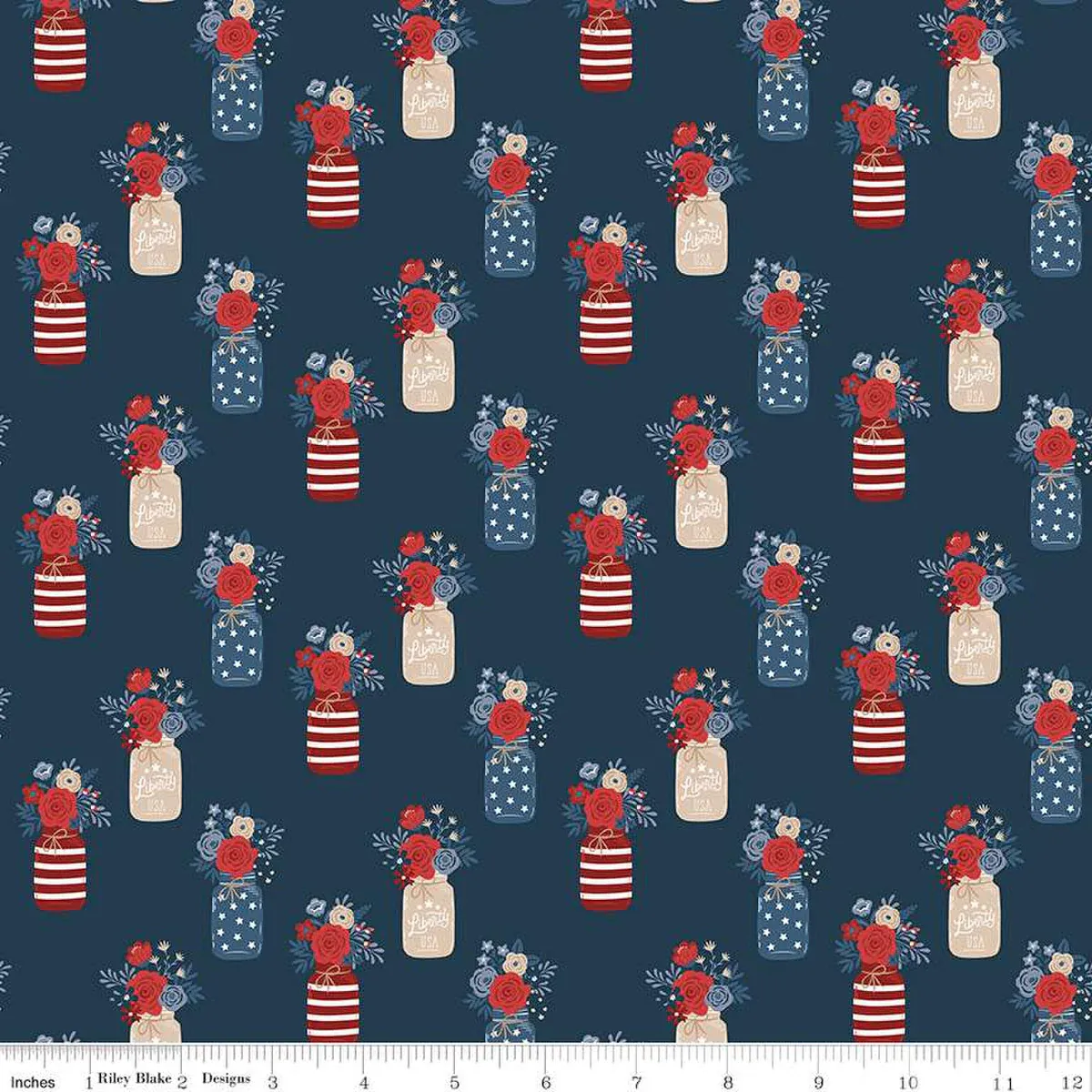 Riley Blake Red White &amp; True C13182 Navy