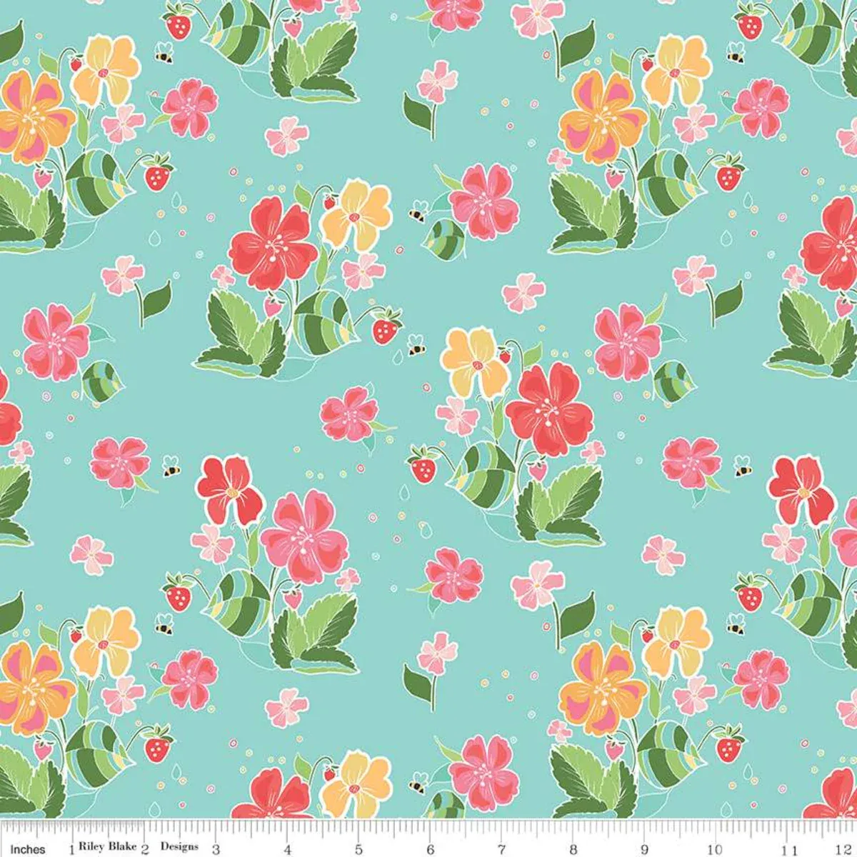 Riley Blake Strawberry Honey C10240 Aqua