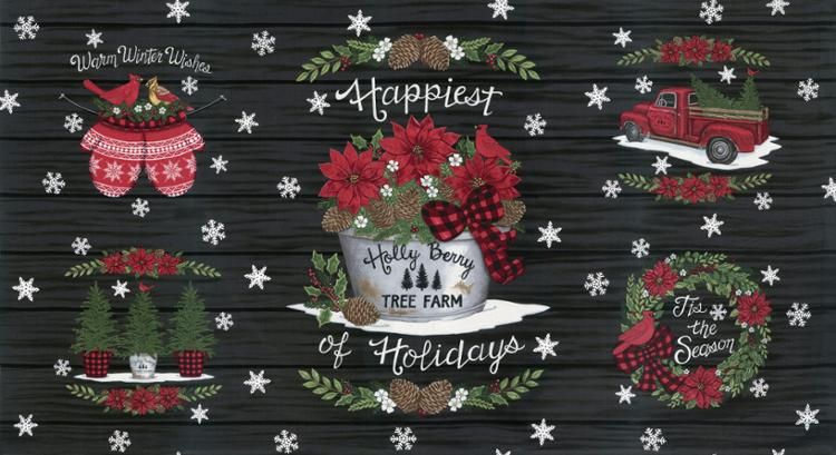 Moda Holly Berry Tree Farm Panel 56030 13