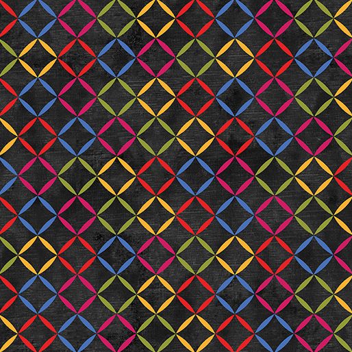 Benartex Inspired Blooms Chalk Lattice Black/Multi