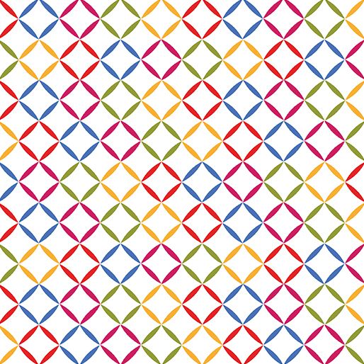 Benartex Inspired Blooms Chalk Lattice White/Multi