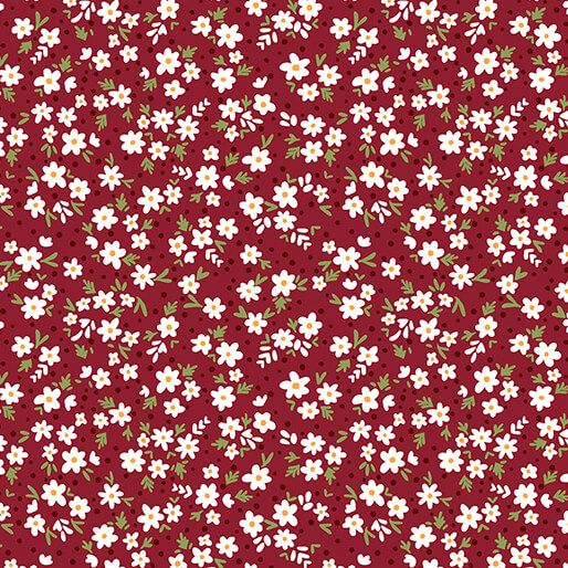 Benartex Snowfall Paperwhites Crimson