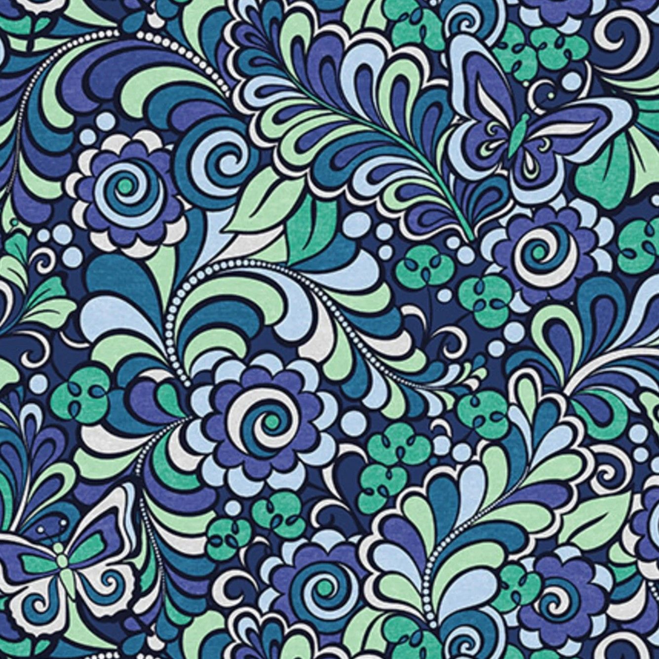 Benartex Cotton Shot Harmony Free Motion Fantasy Midnight