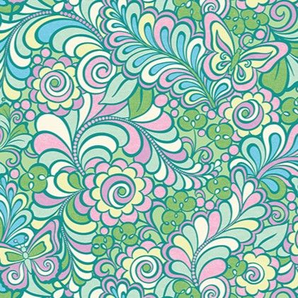 Benartex Cotton Shot Harmony Free Motion Fantasy Mint