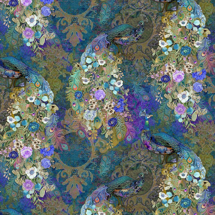 Timeless Treasures Peacock CD2581 Teal