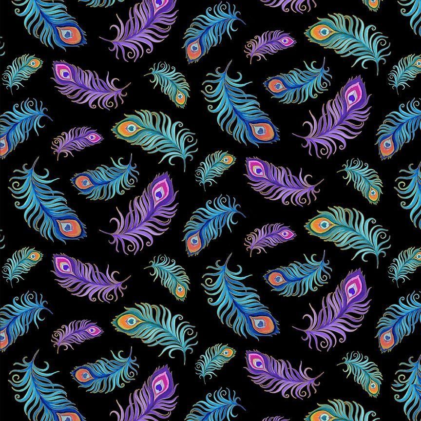 Timeless Treasures Peacock CD2585 Black