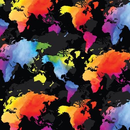 Timeless Treasures Map CD8330 Black
