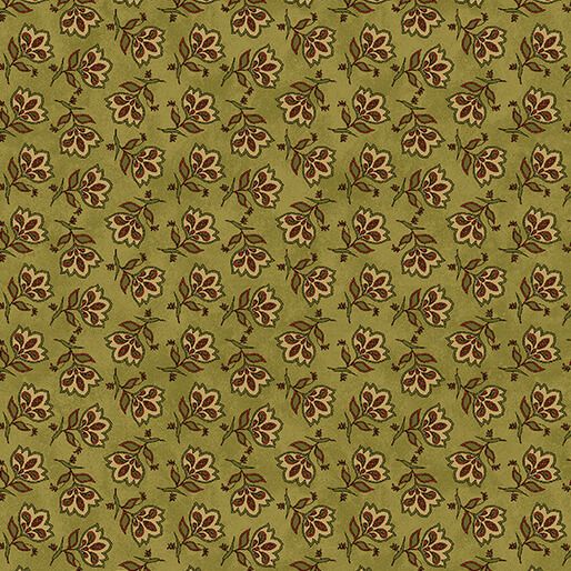 Benartex A Moose In The Woods Tossed Jacobean Flower Green