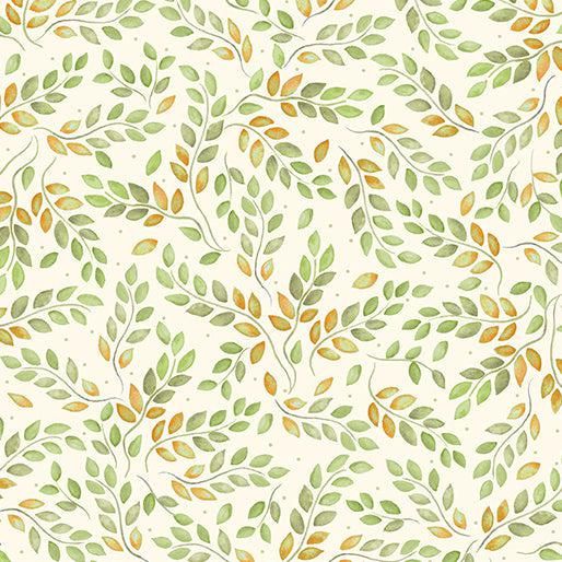 Benartex Falling For Gnomes Leafy Sprigs Cream
