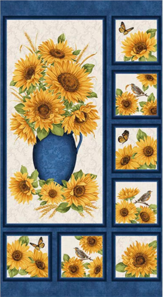 Benartex Accent On Sunflower Panel Blue Multi