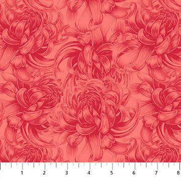 Northcott Morning Blossom Chrysanthemum Red 24925-24