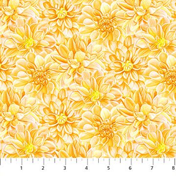 Northcott Morning Blossom Dahlia Toss Yellow 24923-52