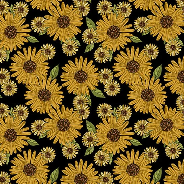 Benartex Pumpkin And Spice Sunflower And Spice Black