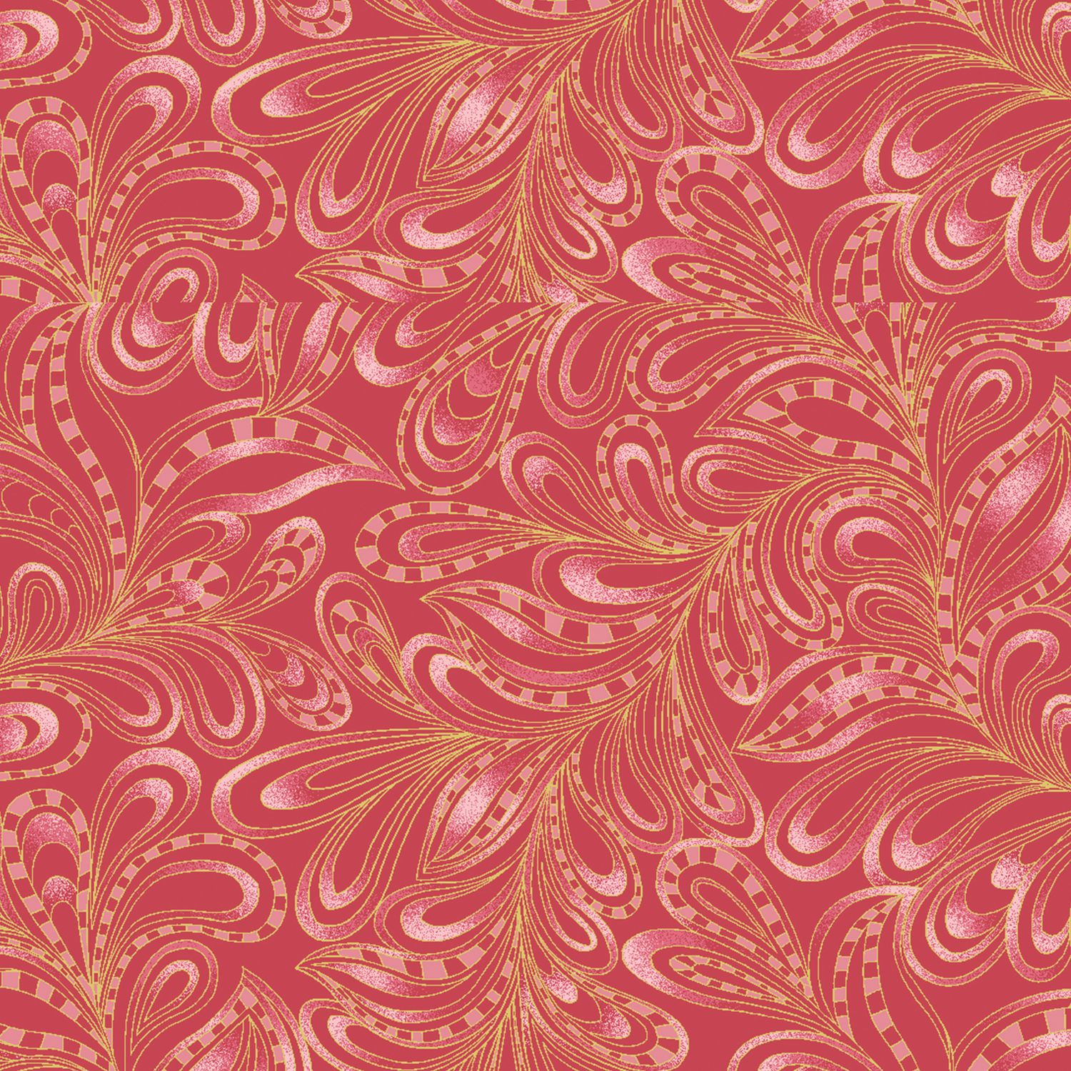 Benartex Cat-i-tude 2 Purrfect Together Featherly Paisley Red