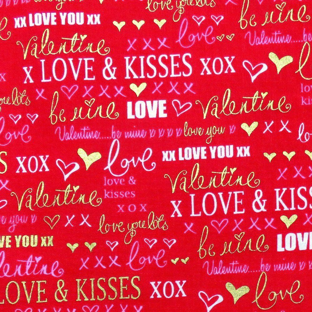 Benartex Cherish Love Words Red