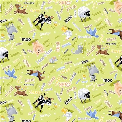 Clothworks Barnyard Blues Noises SB20415-815 Lime