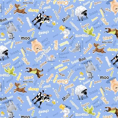 Clothworks Barnyard Blues Noises SB20415-760 Denim
