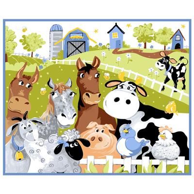 Clothworks Barnyard Blues Play Mat SB20417-760 Denim