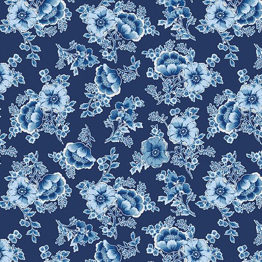 Benartex Bluesette Flower Dark Blue