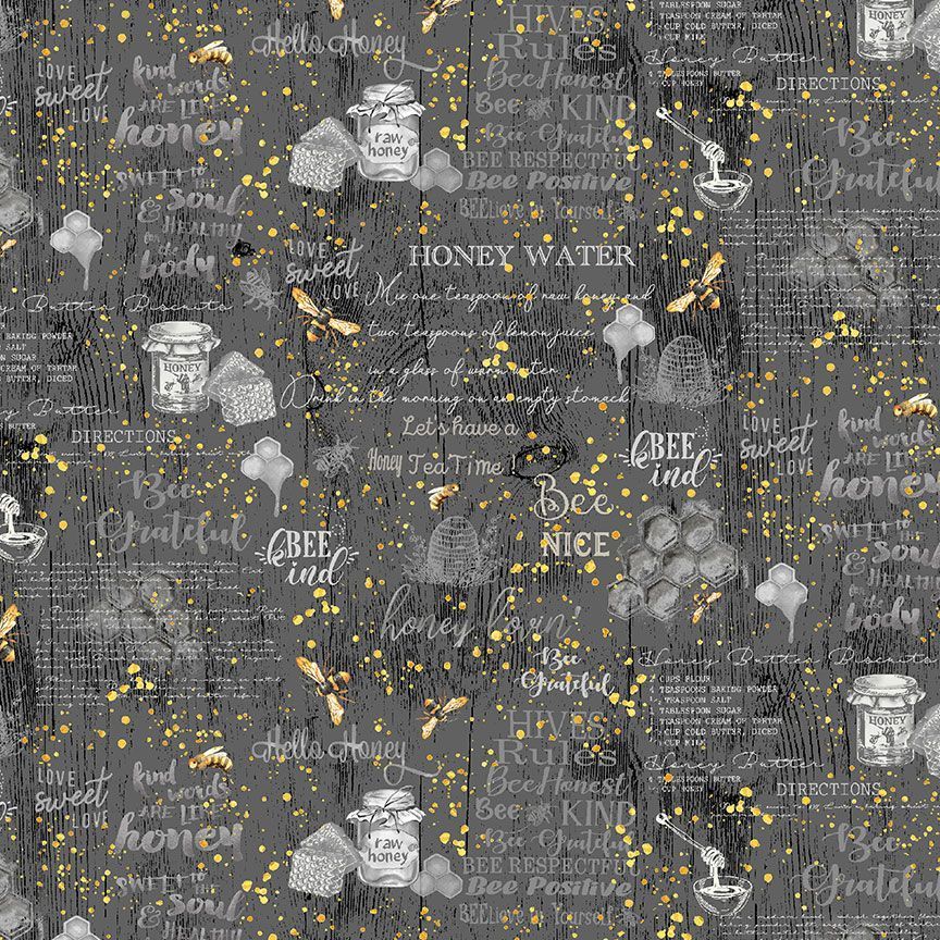Timeless Treasures Bee CD2389 Grey