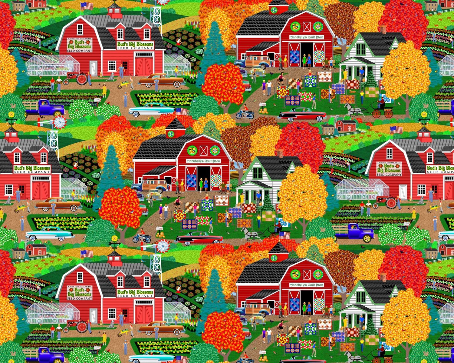 David Textiles Quilt Barns AL 4489 1C
