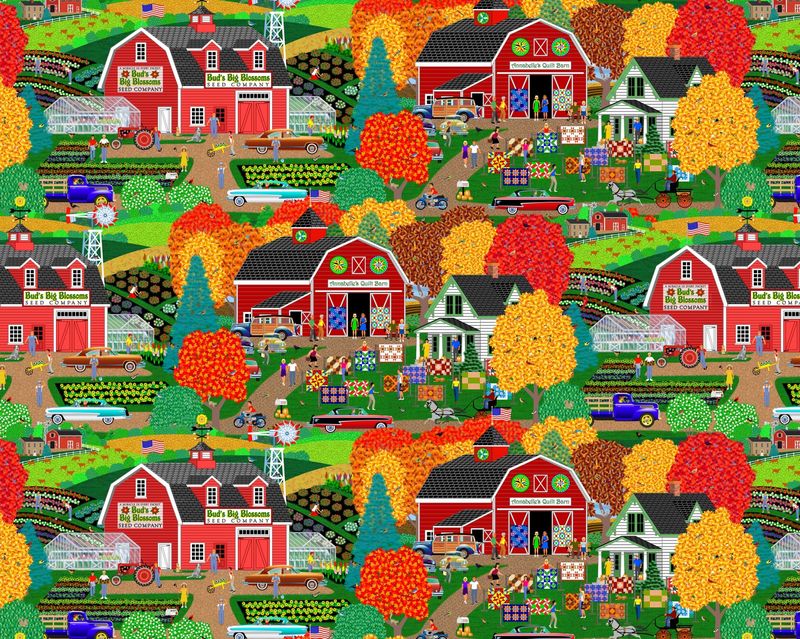 David Textiles Quilt Barns AL 4489 1C