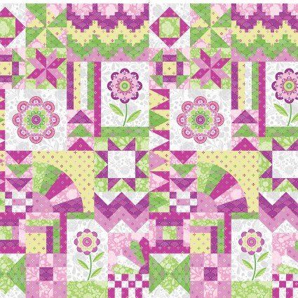 Benartex Frolic Blossom Block Rose