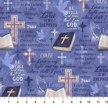 Northcott The Lion And The Lamb Biblical Feature Blue Multi 24436-44
