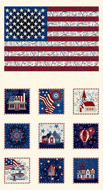 Henry Glass Liberty Hill Panel 3195P 44