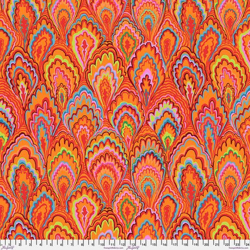 Free Spirit Kaffe Fassett Feb 25 Marble Scallops Red