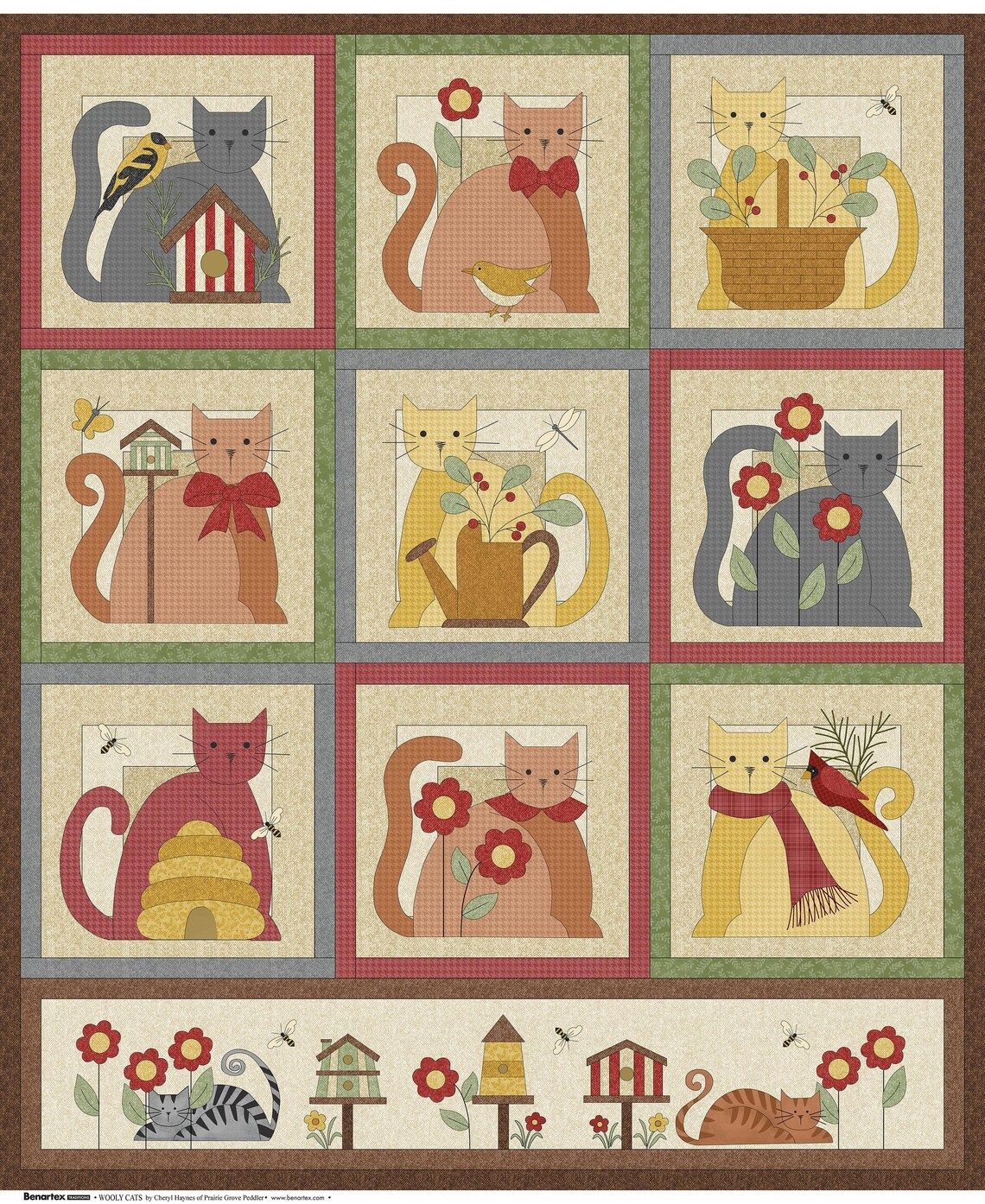 Benartex Wooly Cats Panel Multi