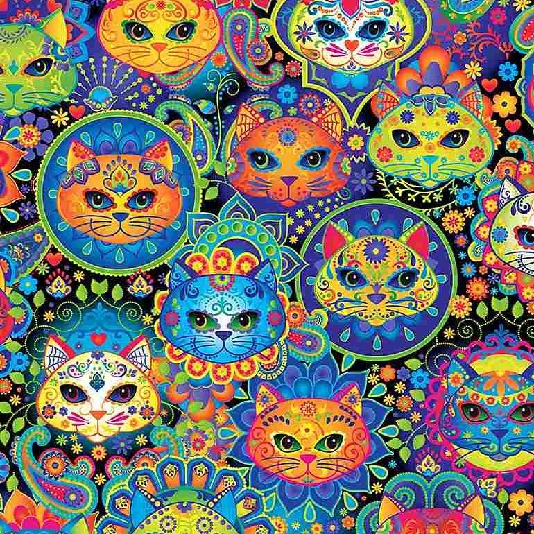 Timeless Treasures Cat C7817 Multi