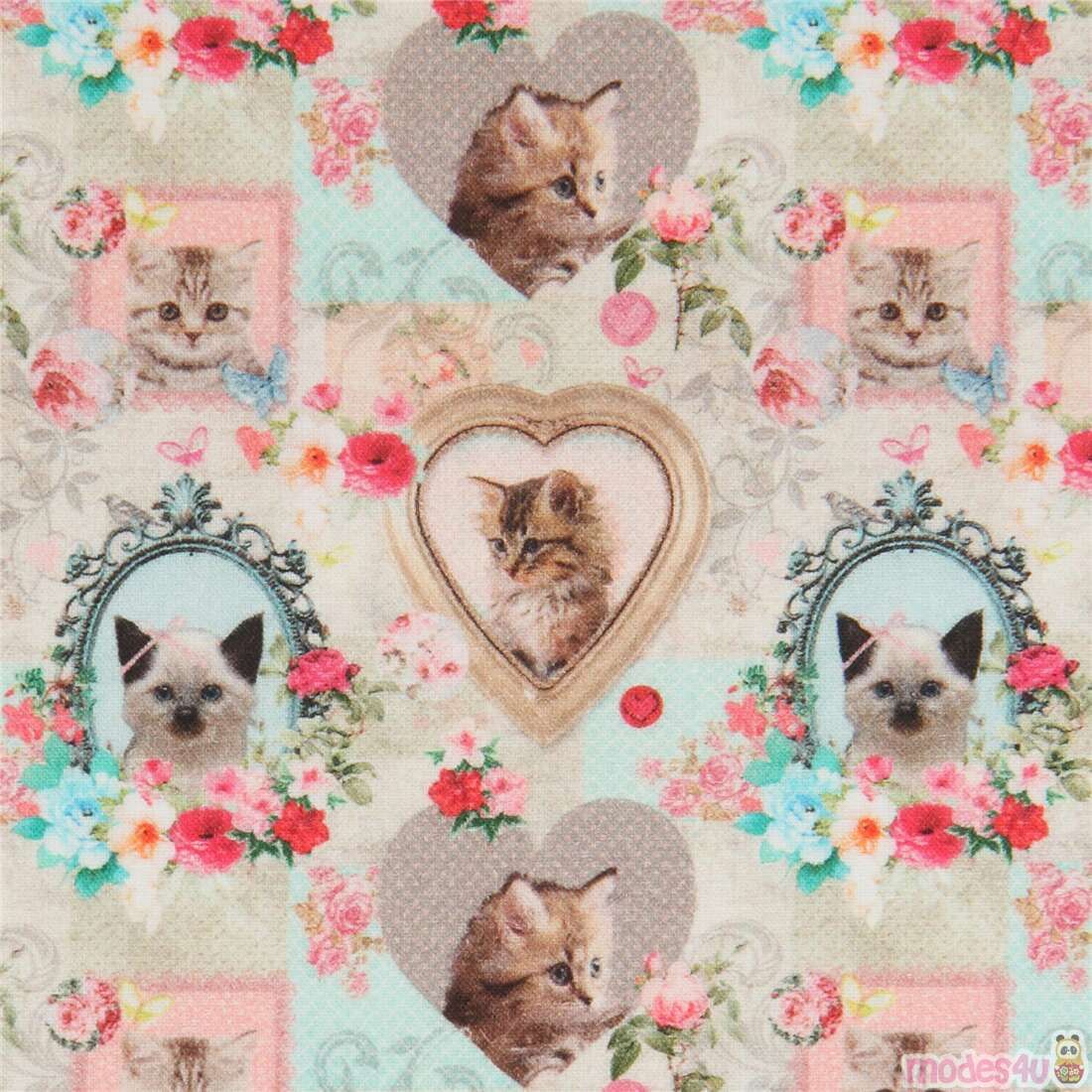 Stoffabrics Animo 1 Floral Framed Cats!