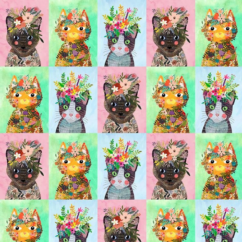 Blend Fabrics Floral Pets 129 101 02 1
